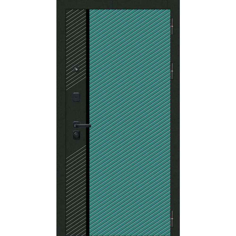 Входная дверь YoDoors-18 ЗЕРКАЛО муар черный без блесток Velluto Avocado/Черный шагрень Velluto Bianco 860L
